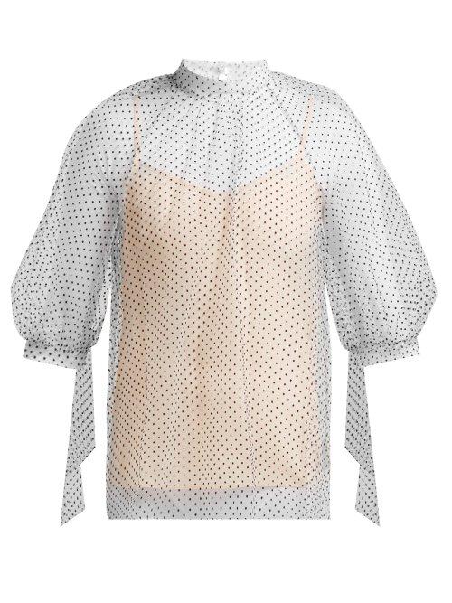 Matchesfashion.com Erdem - Nayla Polka Dot Tulle Blouse - Womens - White Multi