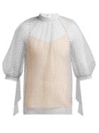Matchesfashion.com Erdem - Nayla Polka Dot Tulle Blouse - Womens - White Multi