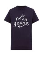 Matchesfashion.com Noon Goons - Heaven And Hell Logo Print Cotton T Shirt - Mens - Navy