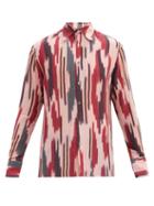 Matchesfashion.com 73 London - Ikat-stripe Silk-crepe De Chine Shirt - Mens - Red Multi