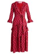 Borgo De Nor Ines Rose-print Ruffle-trimmed Crepe Dress