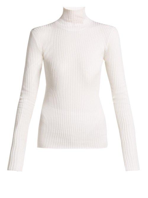 Matchesfashion.com Jil Sander - Ribbed Wool And Silk Blend Sweater - Womens - Ivory