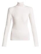 Matchesfashion.com Jil Sander - Ribbed Wool And Silk Blend Sweater - Womens - Ivory