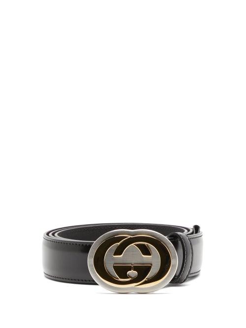Matchesfashion.com Gucci - Logo-plaque Polished-leather Belt - Mens - Black