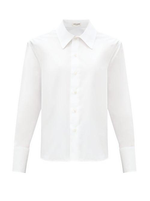 Matchesfashion.com Saint Laurent - Relaxed Silk Crepe De Chine Blouse - Womens - White