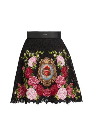 Dolce & Gabbana Floral-embroidered Lace Mini Skirt