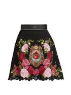 Dolce & Gabbana Floral-embroidered Lace Mini Skirt