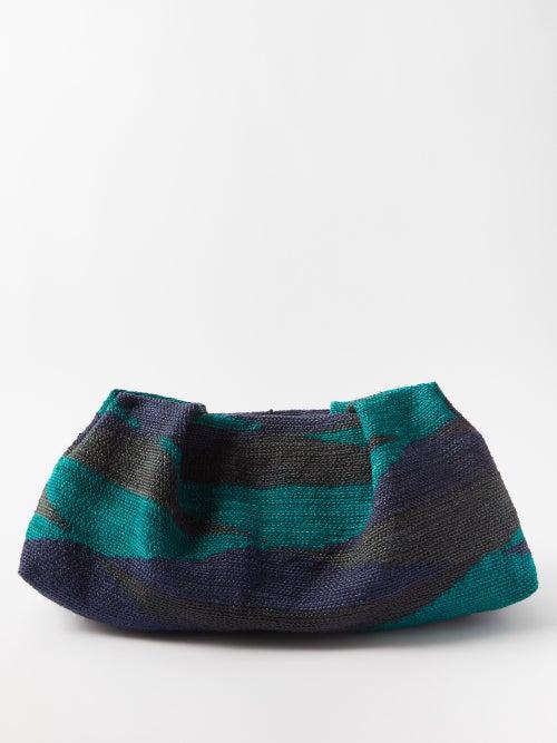 Sensi Studio - Maxi Geometric-weave Sisal Pouch - Womens - Green Multi