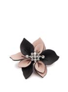Marni Crystal-embellished Flower Leather Brooch