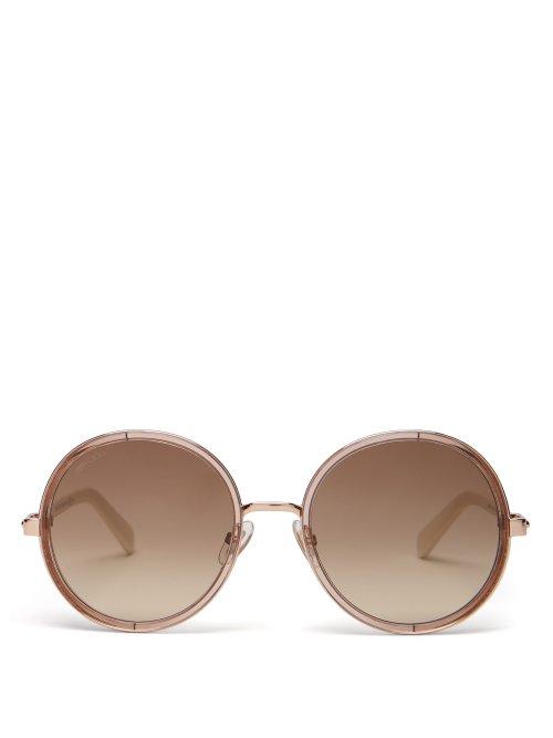 Matchesfashion.com Jimmy Choo - Andie Glitter Round Frame Sunglasses - Womens - Ivory