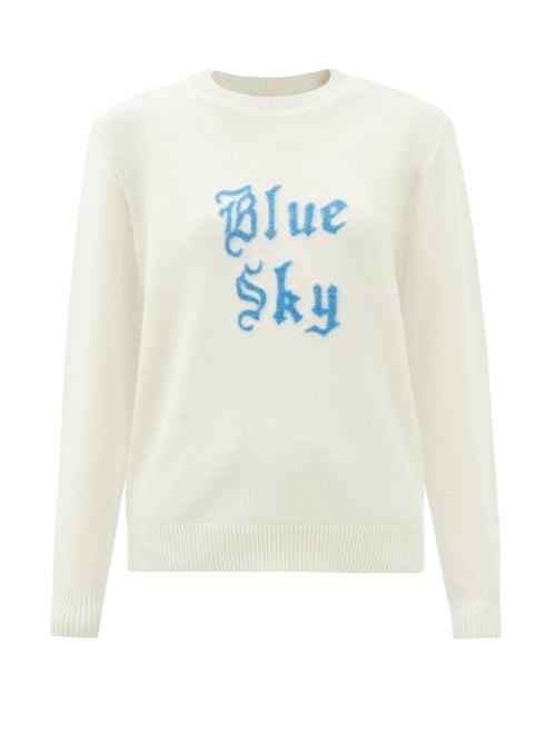 Bella Freud - Blue Sky-intarsia Merino Sweater - Womens - Ivory