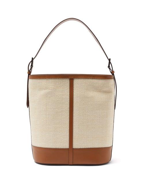 Matchesfashion.com Hunting Season - Fique And Leather Shoulder Bag - Womens - Tan Multi