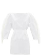 Matchesfashion.com Christopher Kane - Feather-trimmed Duchess-satin Mini Dress - Womens - White