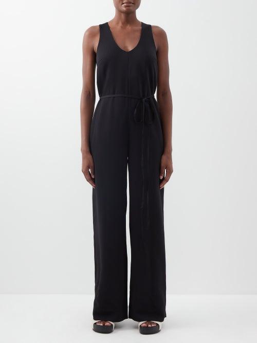 Co - Drawstring-waist Sleeveless Jumpsuit - Womens - Black