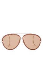 Chlo - Edith Aviator Metal Sunglasses - Womens - Gold Brown