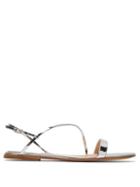 Matchesfashion.com Gianvito Rossi - Simple Strap Mirrored Leather Slingback Sandals - Womens - Silver