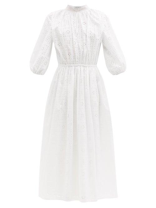 Matchesfashion.com Matteau - Broderie-anglaise Organic-cotton Poplin Dress - Womens - White