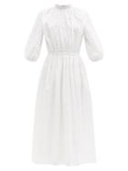 Matchesfashion.com Matteau - Broderie-anglaise Organic-cotton Poplin Dress - Womens - White