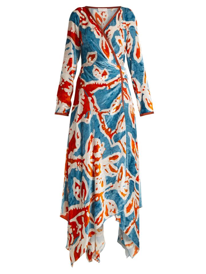 Peter Pilotto Floral-print Velvet Wrap Dress