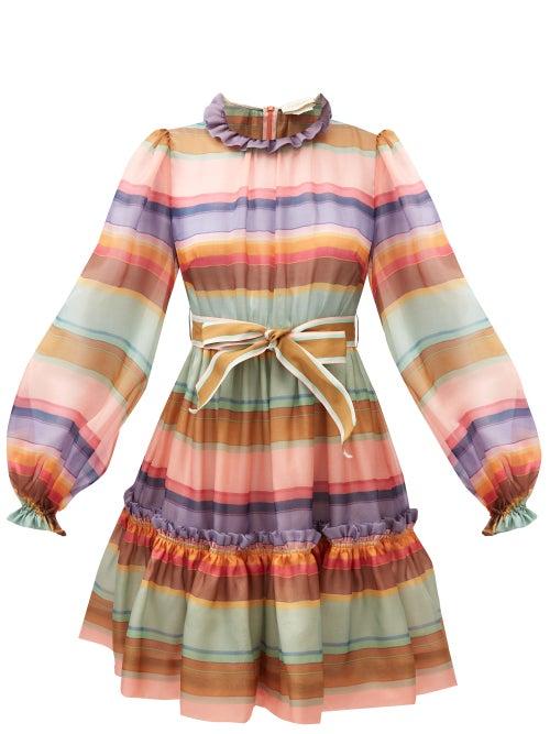 Matchesfashion.com Zimmermann - Striped Ruffled Dress - Womens - Multi