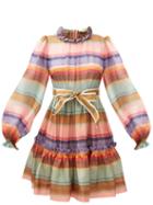 Matchesfashion.com Zimmermann - Striped Ruffled Dress - Womens - Multi