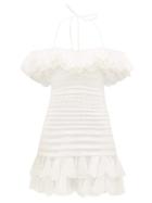 Matchesfashion.com Zimmermann - Super Eight Off-shoulder Swiss-dot Cotton Dress - Womens - Ivory