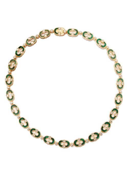 Viltier - Magnetic Diamond, Malachite & 18kt Gold Necklace - Womens - Green Gold