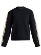 Matchesfashion.com Calvin Klein 205w39nyc - Fringe Trim Wool Sweater - Womens - Navy Multi