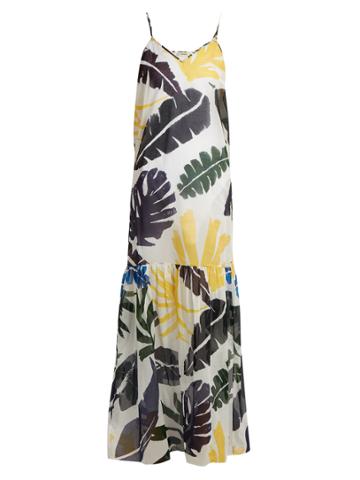 Kalmar Leaf-print Cotton Maxi Dress