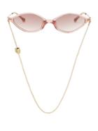 Matchesfashion.com Linda Farrow - X Alessandra Rich Cat Eye Sunglasses And Chain - Womens - Dark Pink