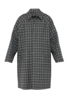 Matchesfashion.com Balenciaga - Checked Wool Blend Opera Coat - Mens - Grey Navy