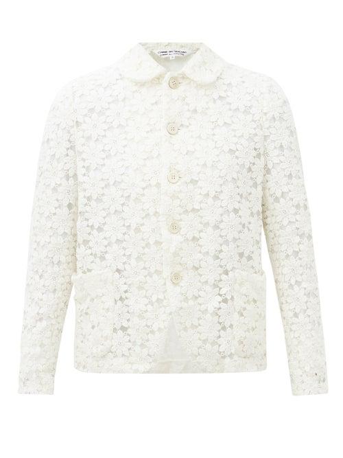 Comme Des Garons Comme Des Garons - Floral-lace Cotton-blend Jacket - Womens - Ivory