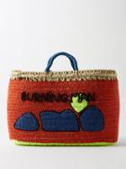 Kilometre Paris - Burning Man Appliqud Straw Basket Bag - Womens - Multi