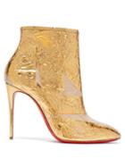 Matchesfashion.com Christian Louboutin - Booty Cap 100 Creased Foil Perspex Ankle Boots - Womens - Gold
