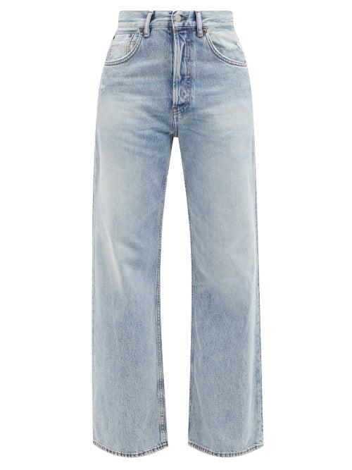 Acne Studios - Distressed Wide-leg Jeans - Womens - Light Denim
