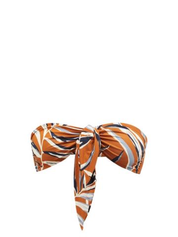 Ladies Beachwear Cala De La Cruz - Carla Palm-print Bandeau Bikini Top - Womens - Orange Multi
