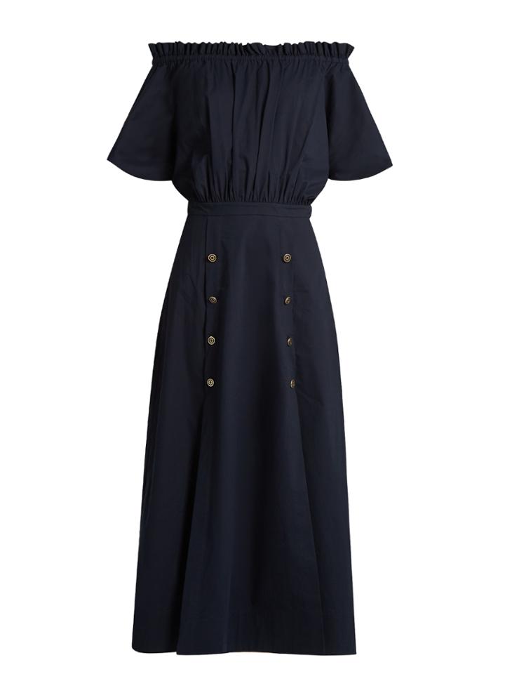Saloni Dakota Off-the-shoulder Midi Dress