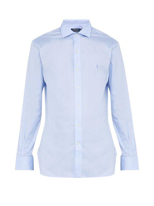 Matchesfashion.com Polo Ralph Lauren - Slim Fit Spread Collar Cotton Piqu Shirt - Mens - Blue