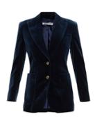 Bella Freud - St. James Peak-lapel Velvet Blazer - Womens - Dark Blue