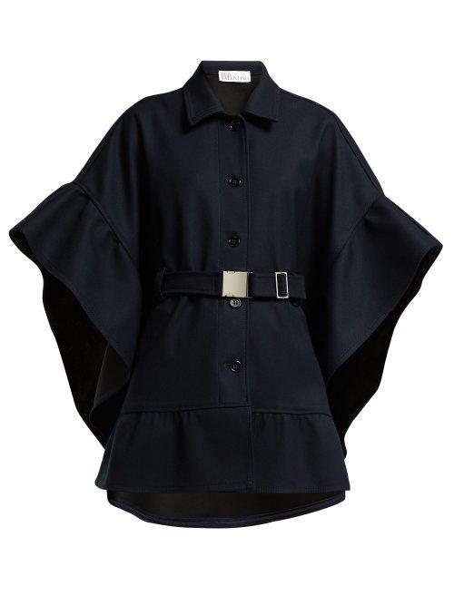 Matchesfashion.com Redvalentino - Belted Twill Cape - Womens - Navy
