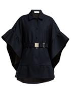 Matchesfashion.com Redvalentino - Belted Twill Cape - Womens - Navy