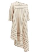Matchesfashion.com Palmer//harding - Off-shoulder Striped Linen-blend Dress - Womens - Beige Stripe