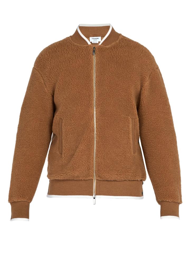 Thom Browne Camel Hair And Silk-blend Bomber Jacket