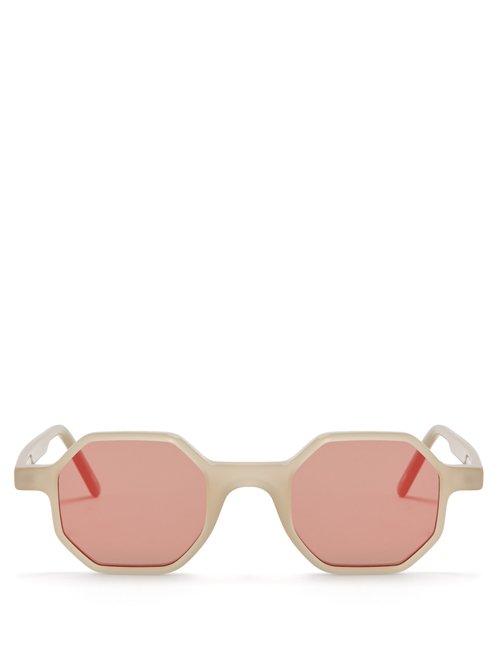 Matchesfashion.com Andy Wolf - Alfons Octagon Frame Acetate Sunglasses - Mens - Pink