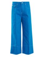 Matchesfashion.com Msgm - High Rise Wide Leg Cropped Jeans - Womens - Blue