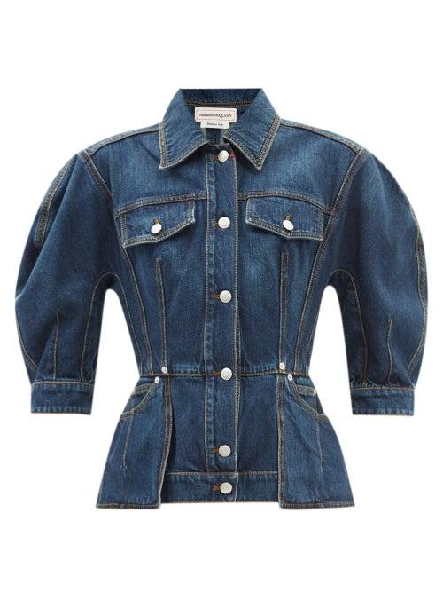 Alexander Mcqueen - Sculpted-sleeve Denim Jacket - Womens - Denim