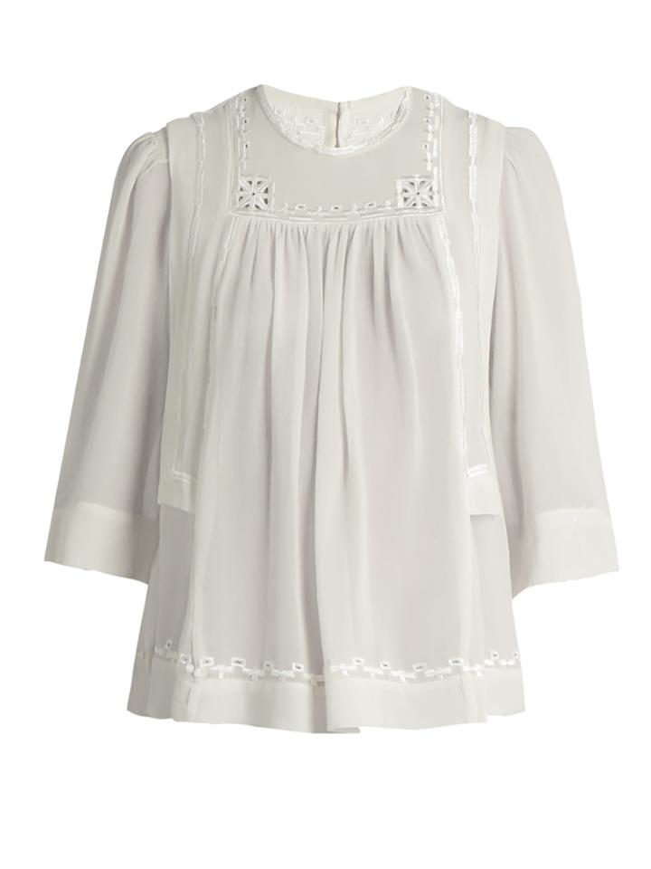 Isabel Marant Mara Embroidered Silk Blouse