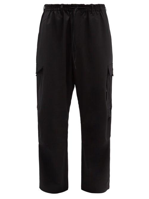 Y-3 - Drawstring Wool-blend Straight-leg Cargo Trousers - Mens - Black