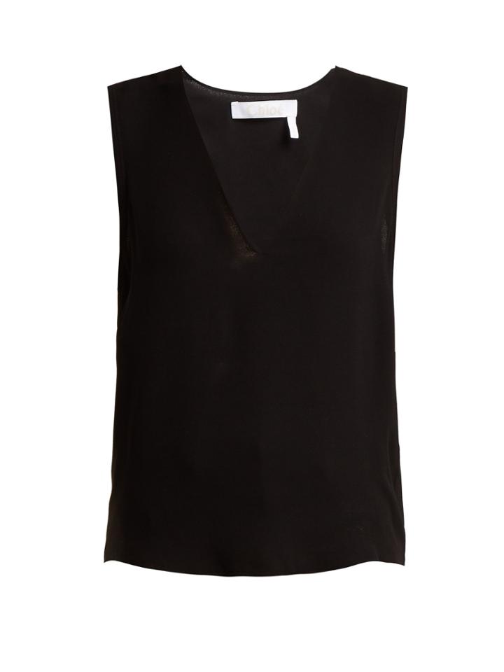 Chloé V-neck Crepe Tank Top