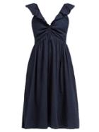 Matchesfashion.com Loup Charmant - Naxo Ruffled Cotton Midi Dress - Womens - Navy